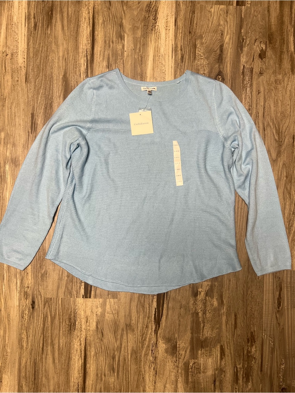 croft & barrow Light Blue Crewneck Knit Sweater